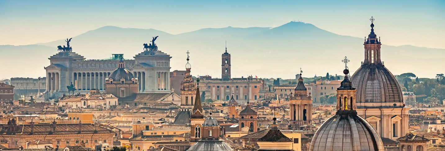 Rome Italy Skyline with Mountains in background